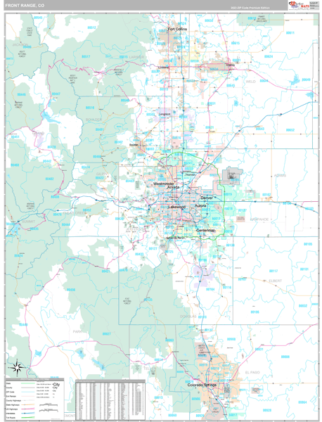 Front Range, CO Metro Area Wall Map